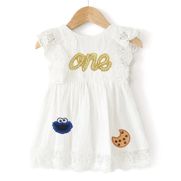Cookie Monster First Birthday Outfit Dress Clothes Sesame Street Clothes One - Picture 1 of 11